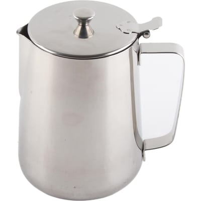 Roestvrijstalen Koffiekop Mok Melkopschuitlepel Kan met Deksel voor Latte Koffiekunst(2000ml) white