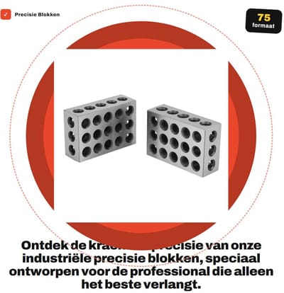 Dailygoods- Klemblok - 2 Stuks - Gehard Staal - Nauwkeurigheid 0.0001" - 23 Gaten - 25x50x75mm - Geschikt voor Werktuigmachines - Frezen