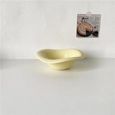 Keramische Saladekommen Creatief Golvend Design Dessertkom Effen Kleur Crème Stijl Afternoon Tea Fruitschaal Huishouden Café Tafelgerei