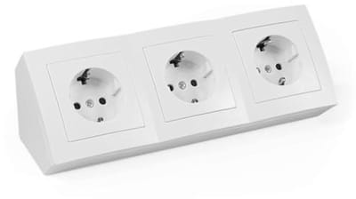 3-voudige Geaarde Stopcontactdoos met 15 cm Kabel - Ideaal voor Hoekmontage en Onderbouwmontage