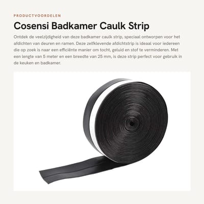 Dailygoods- Afdichtstrip 5M 25mm Zelfklevend - Geluidsisolatie - Stof Voorkomen - Waterdicht - Afdichtingsband - Voor Keuken/Badkamer - Afdichtband
