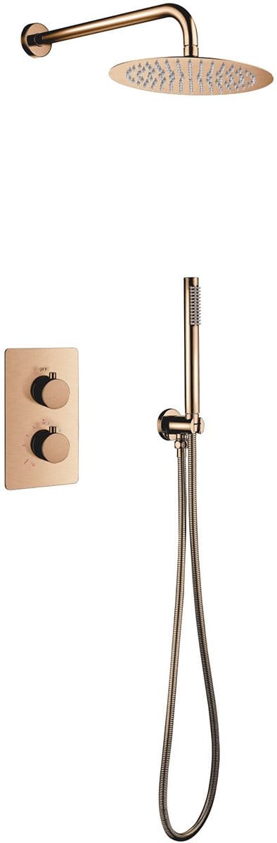 Inbouw Thermostatische Regendoucheset - Lonis - Regendouchekop 25 cm - Geborsteld Koper - Geanodiseerd