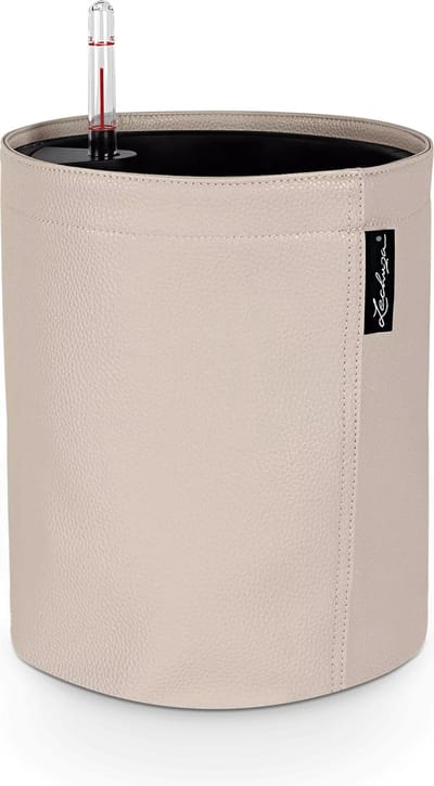 LECHUZA TRENDCOVER 23 veganistisch leer - Plantenbak - met uitneembare binnenbak - met bewateringssysteem - ALL-IN-ONE set met LECHUZA-PON - creme