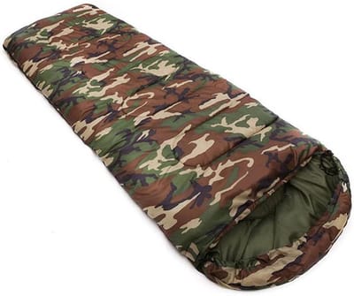 Enkele Slaapzak - Kampeerzak Warm - Buiten Activiteiten - Waterdichte Buitenlaag - 180 x 75 cm - Groene camouflage