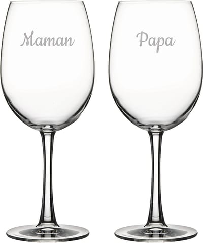 Rode wijnglas gegraveerd - 58cl - Maman & Papa