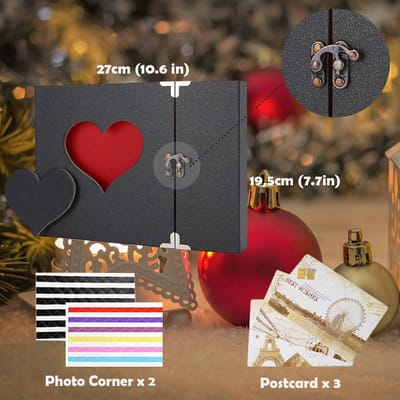 Grote Vintage Fotoboek Scrapbook Kit met 30 Zwarte Pagina's en Accessoires, Perfect voor Verjaardag, Kerst en Jubileum Geschenken