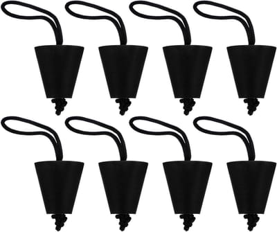 Kajak Afvoerpluggen - Scupper Plugs - Waterdicht Maken - Flexibel Siliconen Materiaal - 8 Stuks - Zwart