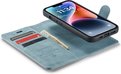 CaseMania Bookcase hoesje geschikt voor iPhone 12 Pro Max - Effen Aqua - Kunstleer - 2-in-1 Magnetisch Uitneembaar Design