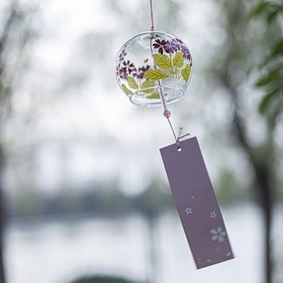 1PC Japanse Windgong Japanse Windgongen Handgemaakt Glas Huisdecoraties Spa Keuken Kantoordecor Sakura Kersenbloesem Patroon