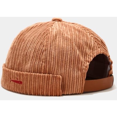 Trendy Retro Docker Cap Effen Kleur Verstelbare Randloze Pet Skullcap Corduroy Hip Hop Verhuurderspet Unisex kameel