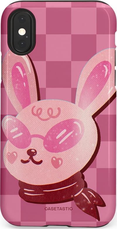 Casetastic Hoesje Geschikt voor Apple iPhone X/Xs - Stijlvolle Beschermende Duo-layer Case - Luxe konijntje