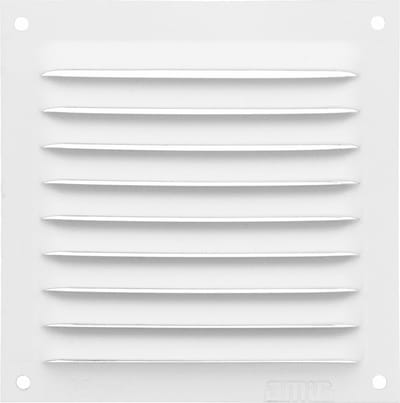 AMIG Ventilatierooster/muurrooster - 100 x 100mm - aluminium - wit - schoepenrooster