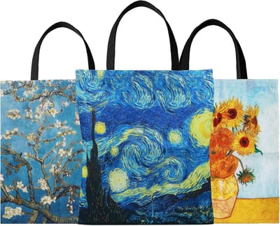 Herbruikbare Canvas Tote Bag met Kunstprint voor Vrouwen - Schoudertas voor Werk en Reizen