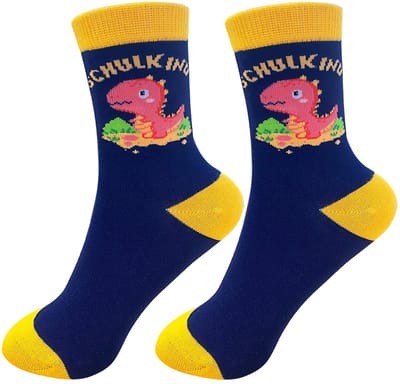 Dailygoods- Schoolsokken Dinosaurus - Eerste Schooldag - Cadeau voor Jongens - Comfortabele Sokken - Maat 23-26 - Kleurrijk Design