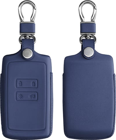 kwmobile autosleutelhoes geschikt voor Renault 4-knops Smartkey autosleutel (alleen Keyless Go) - Hoesje voor autosleutel in donkerblauw - Leren hoes
