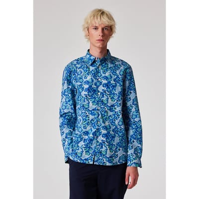 Paul Smith Mens Ls Regular Fit Shirt Blue Maat: M | Casual Overhemden Outlet | Heren | Blauw