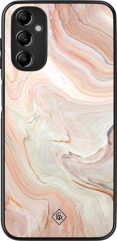 Casimoda® hoesje - Geschikt voor Samsung Galaxy A14 5G - Marmer Waves - Zwart TPU Backcover - Water - Bruin/beige