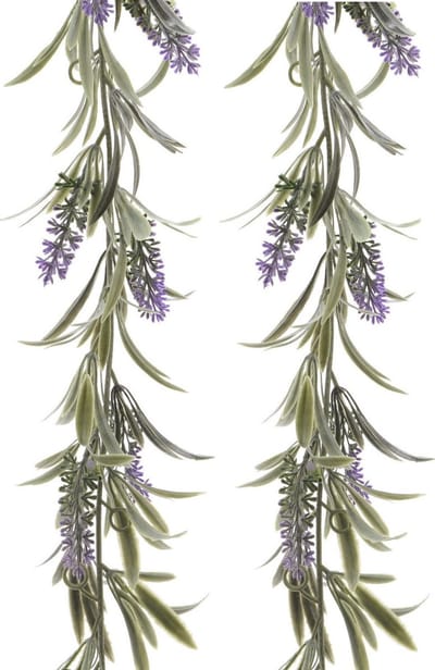 Decoris Lavendel Bloemen slinger - 2x stuks - Paars - kunstplanten - 80 cm- Kunstplanten/kunsttakken