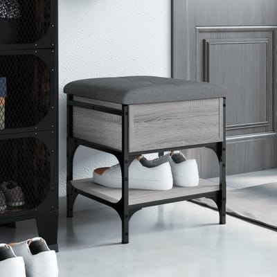 vidaXL - Schoenenbank - 42x42x45 - cm - bewerkt - hout - grijs - sonoma - eikenkleurig