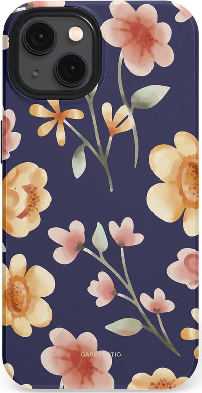 Casetastic Hoesje Geschikt voor Apple iPhone 13 Magsafe - Stijlvolle Beschermende Duo-layer Case - Fluweel Bloemendesign
