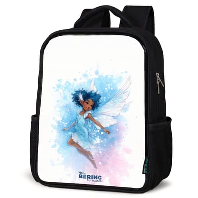 NoBoringSuitcases.com® - Rugzak zwart - Schooltas jongen & meisje - Vliegende fee in blauwe tinten - Rugtas voor school - Boekentas kind - Schoolrugzak - Kinderrugzak