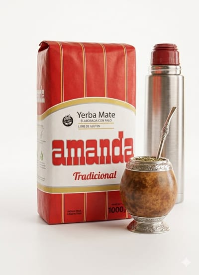 Amanda Yerba Mate Thee - Traditionele Argentijnse Mate - 1kg - Natuurlijke Energie & Antioxidanten - Klassieke Losse Bladeren Thee Grootverpakking met Kajal Sticker