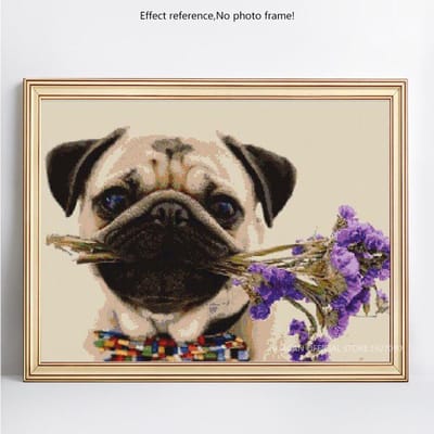 Diamant schilderij hond en roos strass mozaïek diamant borduurwerk kruissteek hars woondecoratie 20X30CM beige