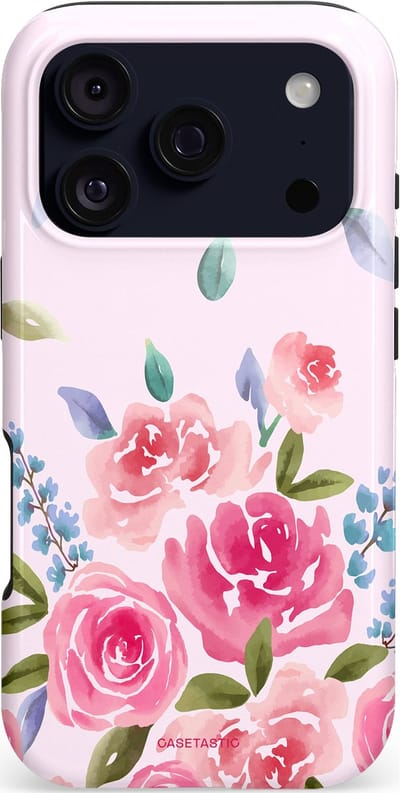 Casetastic hoesje geschikt voor Apple iPhone 17 Pro - MagSafe - Dubbellaagse bescherming - Aquarel Bloesem - Fashion Case - Lichtroze Lila Saliegroen