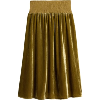 White Stuff Maeva Velvet Skirt Khaki Green Maat: 14 | Midi Rokken Outlet | Dames | Bruin