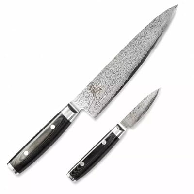 Yaxell Ran Messenset – Giftset – 2-delig – Koksmes 20 cm & Schilmes 8 cm – 69 Lagen Damaststaal – VG10 Staal – 61 HRC – Canvas-Micarta Heft