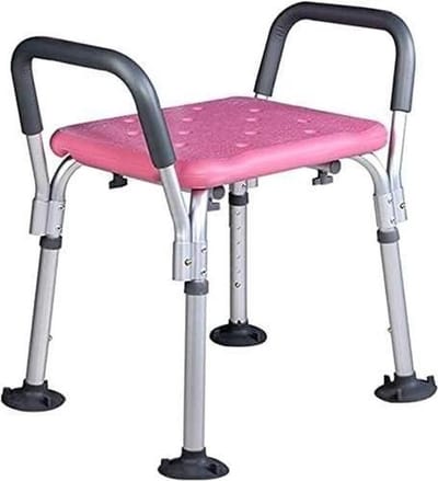Douchestoel Badstoel - Douchekruk Senioren - Veilig Douchen - In Hoogte Verstelbaar - Heavy Duty - Roze