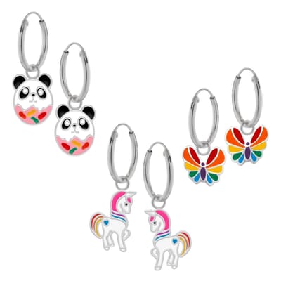WeLoveSilver - zilveren oorringen - panda, donut, eenhoorn - 6 cm