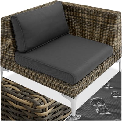 tectake® Wicker aluminium balkonloungeset - Linkerhoekdeel - Losse elementen en individueel samen te stellen modules - Weerbestendige tuin- en balkonmeubelen met gestoffeerde kussens
