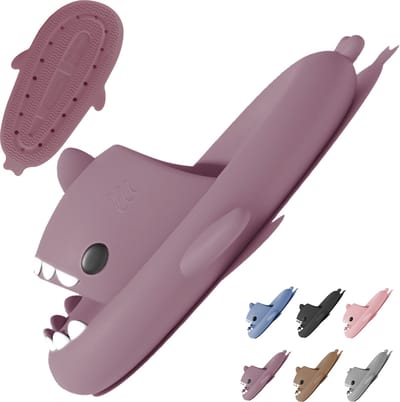 Geweo Shark Slides - Haai Slippers - Badslippers - Pantoffels Heren Dames - Douchepantoffels - Haaienpantoffels - Zomer Antislip Platform Kussen Glijbanen Slippers - Paars - Maat 4142