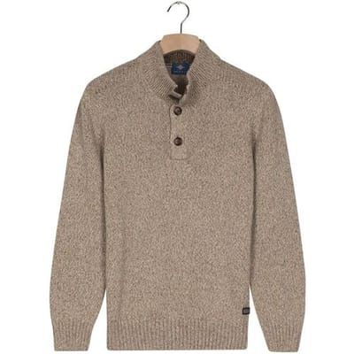 Baileys Dark Sand Standaard lange mouw Modern Fit Gemeleerd Pullover 528492 839
