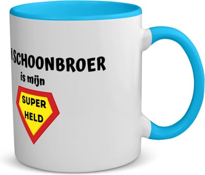 Akyol - mijn schoonbroer is mijn superheld koffiemok - theemok - blauw - Broer - super schoonbroer - verjaardag - cadeautje voor broer - broer artikelen - kado - geschenk - 350 ML inhoud