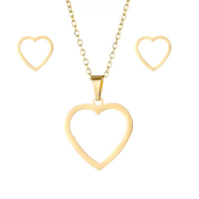 WeLoveSilver - sieradenset ketting en oorstekers - hartvorm - 43 cm