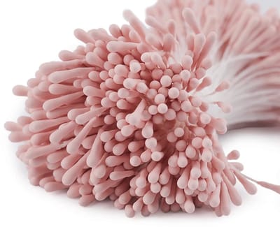 1 bosje meeldraadjes - roze mat - poeder - ca. 200 stuks - smal - 2mm 6 cm - kunstbloem meeldraden diy - pink
