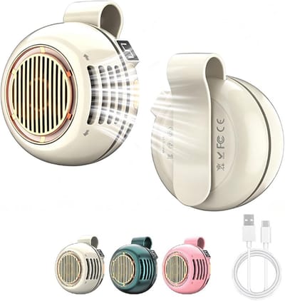 Draagbare Ventilator met Clip - Broekriem Ventilator - Handsfree Personal Fan - Stille Mobiele Waaiertje - voor Sport & Pendelen - 5 Standen - 6-8 Uur - Beige