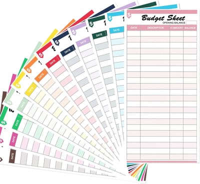 Budget Vellen - Geld Tracker - Financiën Beheren - Dubbelzijdig Bedrukt - 120 Stuks - Multicolor