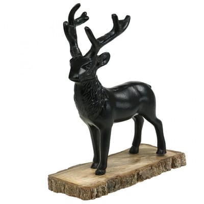 Deco Hert Deco Rendier Metaal Hout Zwart H25cm