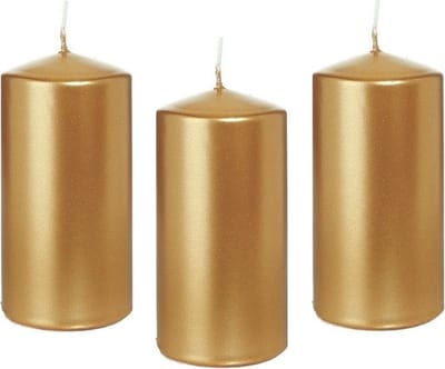 Trend Candles Cilinderkaars/stompkaars - 8x - goud - 6 x 12 cm - 40 branduren - horeca kaarsen
