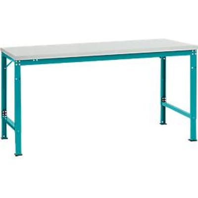 Manuflex basistafel UNIVERSAL Speciaal, 1750 x 1000 mm, melamine lichtgrijs, waterblauw