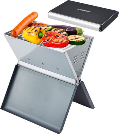 Opvouwbare houtskoolgrill voor camping - Klapgrill met hittebestendig frame, grote ventilatiesleuven, en laag gewicht