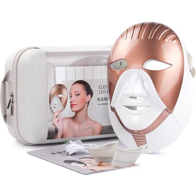 Draadloos 7 Kleuren LED Gezicht Nek Masker Foton Huidverjonging Herstel Huid Gezicht Schoonheid SPA Masker Nekrimpels Verwijderaar Huidverzorging goud