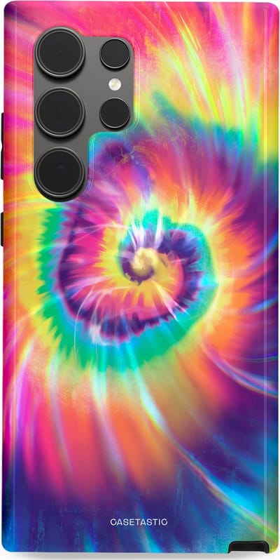 Casetastic hoesje geschikt voor Samsung Galaxy S24 Ultra - Dubbellaagse bescherming - Kleurrijke draaikolk - Fashion Case - Donkerblauw Roze Goud Lavendel