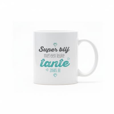 Super Blij met een Leuke Tante Mok – Schattige Familie Quote Koffiemok – Cadeau voor Tante – 330 ml