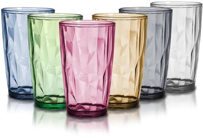 Allecto - Set van 6 Onbreekbare Drinkglazen - Perfect voor Feesten en Kamperen - Kleurvol en Lichtgewicht - 470 ml - Ideaal voor Picknicks en Bruil...