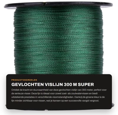 Dailygoods- Vislijn 300 m - Gevlochten 4 strengen - PE Materiaal - Hoge sterkte - Slijtvast - Groen - Vistocht