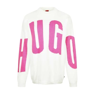 Hugo Dames/Dames Crew Hals Relaxed Fit Trui met Lange Mouwen (Natuurlijk)
